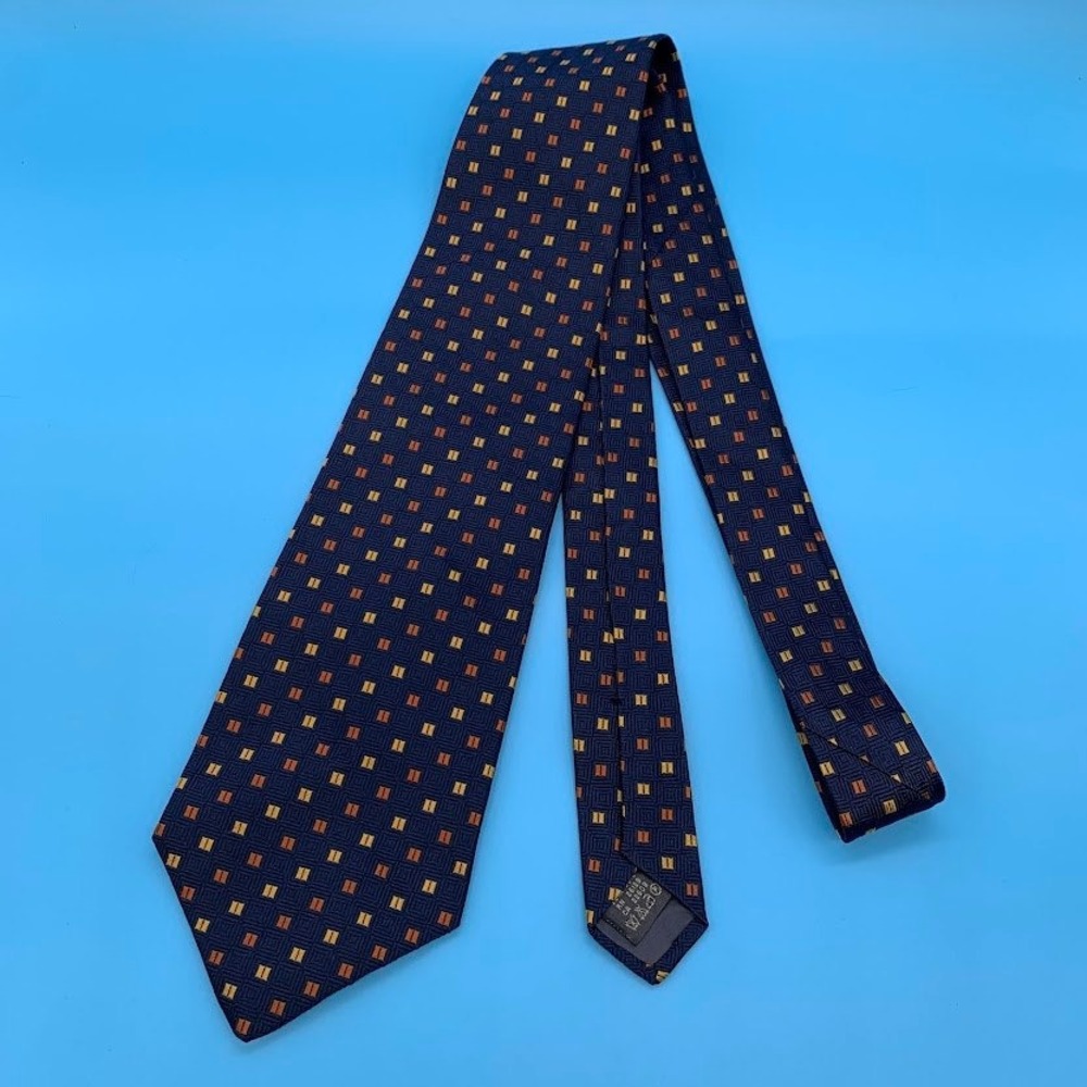 Echo Blue Geometric Print Silk Preppy Business Men's Classic Neck Tie